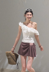 Ruffled Bohemian One-Shoulder Top